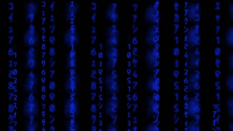 Blue-Matrix-Grid,-Matrix-intro,-Falling-blue-binary-numbers-representing-computer-code