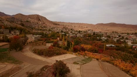 A-mountain-village-with-saffron-farm-fields-in-autumn-leaves-colorful-trees-forest-and-stair-shape-village-town-in-mountain-landscape-in-Iran-in-sunset-time
