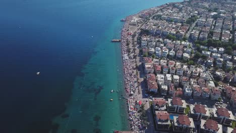 Aerial-beach-colorfull-sky-footage