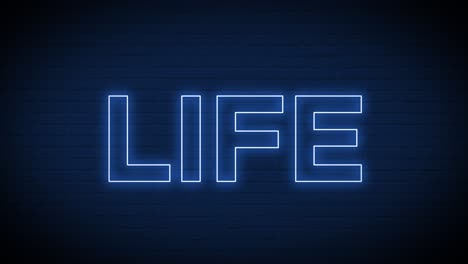 Neon-life-light-sign-flickering-on-a-blue-background-animation