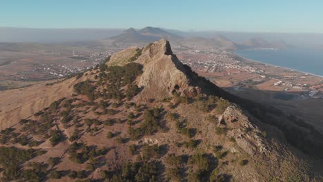 Aerial-shot-flying-over-Ana-Ferreira-peak-summit-beautiful-Island-Landscape