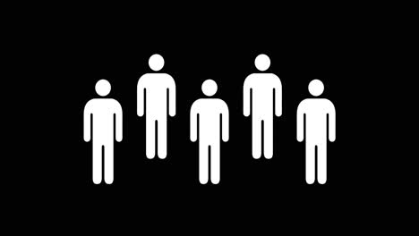 Social-distancing-animation-loop-of-1,5-meters-on-a-black-background-with-five-human-icons