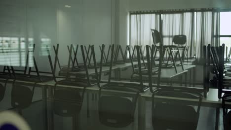 Empty-classroom-at-school-or-university-with-chairs-on-desks