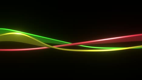 Animation-Leuchtender-Bannerflaggen-In-Rot,-Grün-Und-Gelb-Auf-Schwarzem-Hintergrund