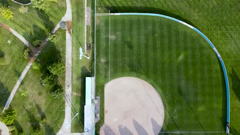COVID-19---Empty-Baseball---Softball-Sandlot-Field---Aerial-Drone-Top-Down-View