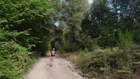 Summers-day-hiking-along-thee-trails-near-River-Riells,-Catalonia-in-Spain