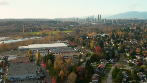 Panoramic-aerial-view-over-Burnaby,-British-Columbia-in-Metro-Vancouver