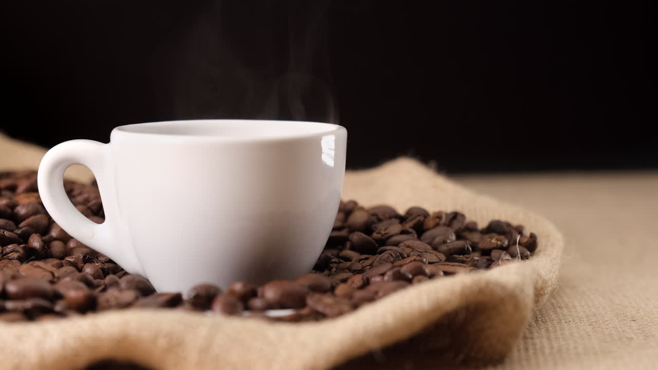 Premium stock video - Coffee hot steaming mug beverage drink