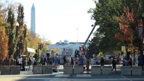 Peaceful-Protest-of-Activist-People-at-White-House-Building,-Static
