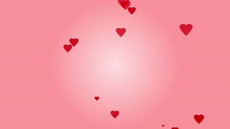 Red-hearts-moving-on-pink-background,-animated-graphic,-love,-passion-symbol