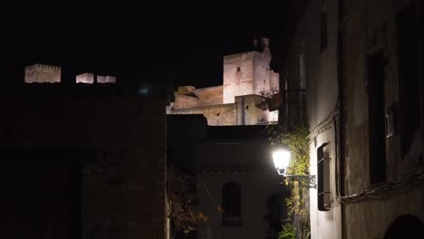 Vista-De-La-Alhambra-Desde-Las-Calles-Del-Albaicin-Durante-La-Noche