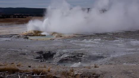 Dampf-Und-Sprudelndes-Wasser-Im-Yellowstone-Nationalpark