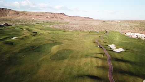 Drone-Shot-flying-over-The-Ledges-golf-course-during-sunset-while-the-course-is-fairly-empty
