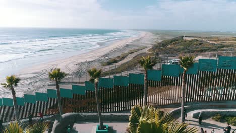 Aerial-shot-of-the-wall-in-the-border-of-Tijuana-and-San-Diego