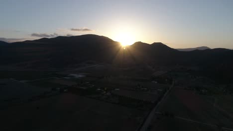 Aerial-shot-of-a-sunset-in-Valle-of-Guadalupe