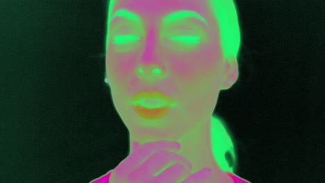 Tempting-Woman-Listening-And-Smiling-In-IR-Infrared-Camera-Slow-Motion