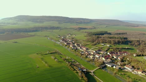 Aerial-view-of-small-Town-in-the-Farm