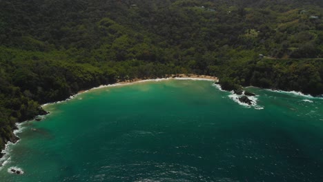 Epic-aerial-of-a-Englishman-bay-in-the-Gulf-of-Paria-on-the-island-of-Tobago