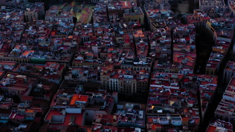 Barcelona-Gothic-Quarter-aerial-view,-Spain