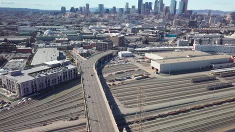 Wide-aerial-reverse-pull-back-of-downtown-Los-Angeles-from-the-east-side