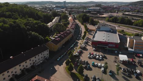 Aerial-view-of-Munkeback,-located-in-Gothenburg,-Sweden