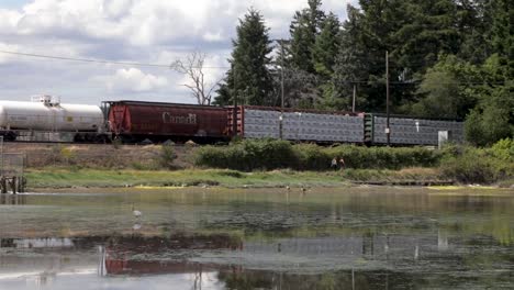 Side-shot-of-train-moving-right-to-left-with-varying-cargo