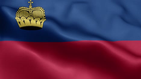Primer-Plano-Ondeando-Lazo-4k-Bandera-Nacional-De-Liechtenstein