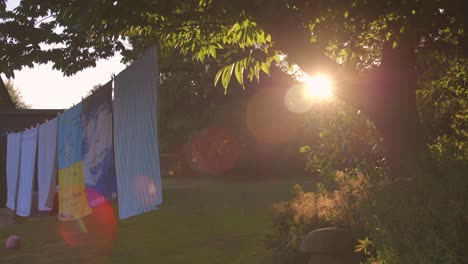 Washing-line-with-towels-at-sunset