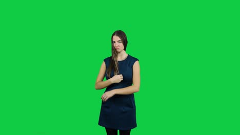 Shy-sad-girl-in-front-of-a-green-screen