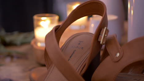 CLOSE-UP-Casual-Wedding-Sandals-On-Bridal-Table