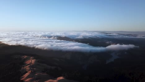 Breathtaking-View-on-Clouds-Over-San-Francisco-Bay-From-Mount-Tamalpais,-California