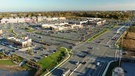 Aerial-of-Belmont-Shopping-Center-and-Red-Rose-Commons,-Fruitville-Pike