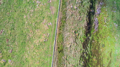 Rising-top-down-shot-of-a-section-of-harridans-wall-in-the-English-lake-district