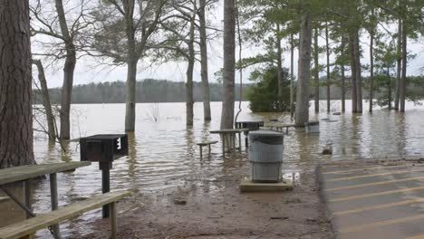 allatoona-lake-flooding-park-grills-benches-trashcans-slow-motion