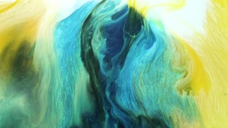 Abstract-Liquid-Art---Ink-Colours---Blue-Yellow-White,-UHD