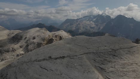 Italian-Dolomites-astonishing-panorama,-high-mountain-peaks-aerial-view