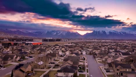 Hyperlapse-or-moving-time-lapse-of-Silicon-Slope-in-Lehi-central-Utah-at-sunrise---aerial-view