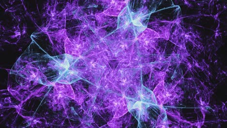 Nahtlos-Schleifendes-Fraktales-Kaleidoskop,-Chaoslinien-Und-Formen,-Die-Im-Cyberraum-Herumwirbeln