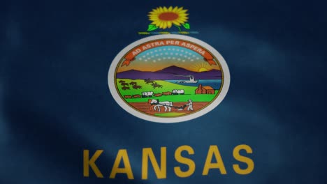 Flag-of-Kansas,-slow-motion-waving