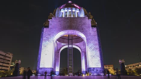 Night-Time-lapse-of-Monument-at-plaza-de-la-republica