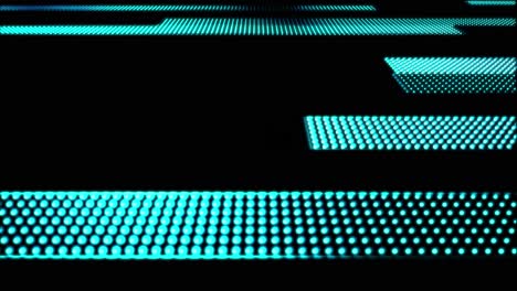 3D-animation-of-blue-rectangle-bars-moving-across-the-screen-with-flashing-and-glowing-light-squares-with-the-camera-slowly-panning-near-the-surface-floor-at-an-angle
