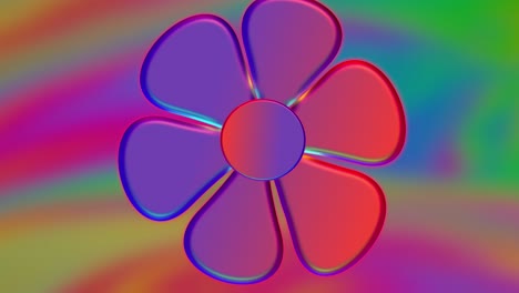 Abstract-computer-animation-of-multicolored-spinning-flower-blossom-on-futuristic-screen