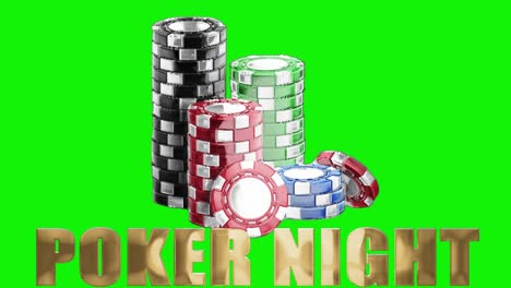 3D-Darstellung-Von-Chips-Und-„Poker-Night“-Symbolik-über-Einem-Grünen-Bildschirm