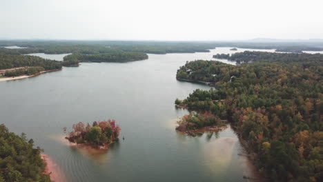 Aerial-Pullout-Lake-James-NC,-Lake-James-North-Carolina-in-4k