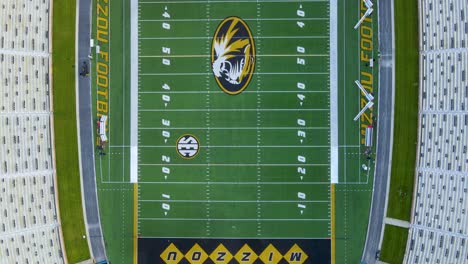 Mizzou-Football-Field-Stadium-at-University-of-Missouri-College---Aerial-Drone-Overhead-Shot