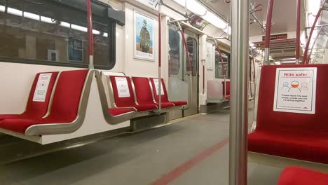 The-door-closes-as-no-passengers-enter-the-TTC-subway-during-Monday-rush-hour-in-Toronto,-January-4th,-2021