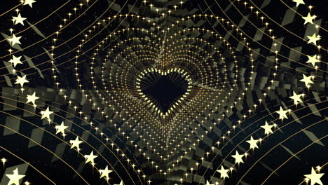 Golden-hearts-background-with-design-hearts-in-Loop,-stage-video-background-for-nightclub,-visual-projection,-music-video,-TV-show,-stage-LED-screens,-party-or-fashion-show