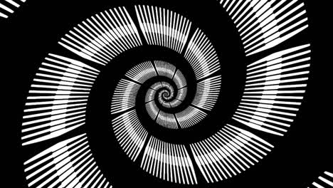 Retro-Spiralanimation-Für-Bewegungshintergrund---Weiße-Linien-Auf-Spirale-Auf-Schwarzem-Hintergrund