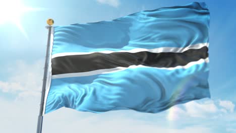 4k-Ilustración-3d-De-La-Bandera-Ondeante-En-Un-Poste-Del-País-Botswana