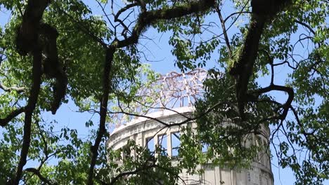 Hiroshima-nuclear-bomb-dome-behind-trees-site-of-second-world-war-explosion
